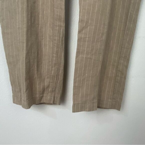 Cremieux Tan Linen Pin Striped Trousers Quiet Luxury Old Money Mafia Mens 40 - Picture 7 of 13